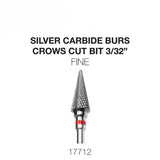 Cre8tion Silver Carbide Burs For Nails - Crows Cut Bit 3/32"