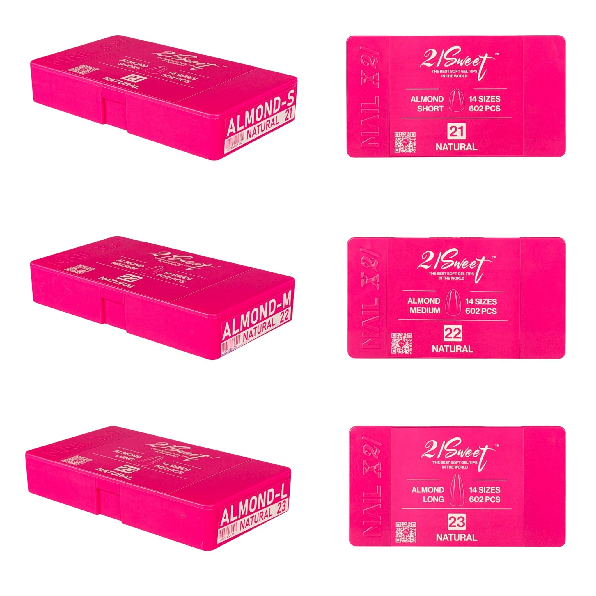 21Sweet Soft Gel Tip Box, Almond, Natural, 602 pcs [50% Off]