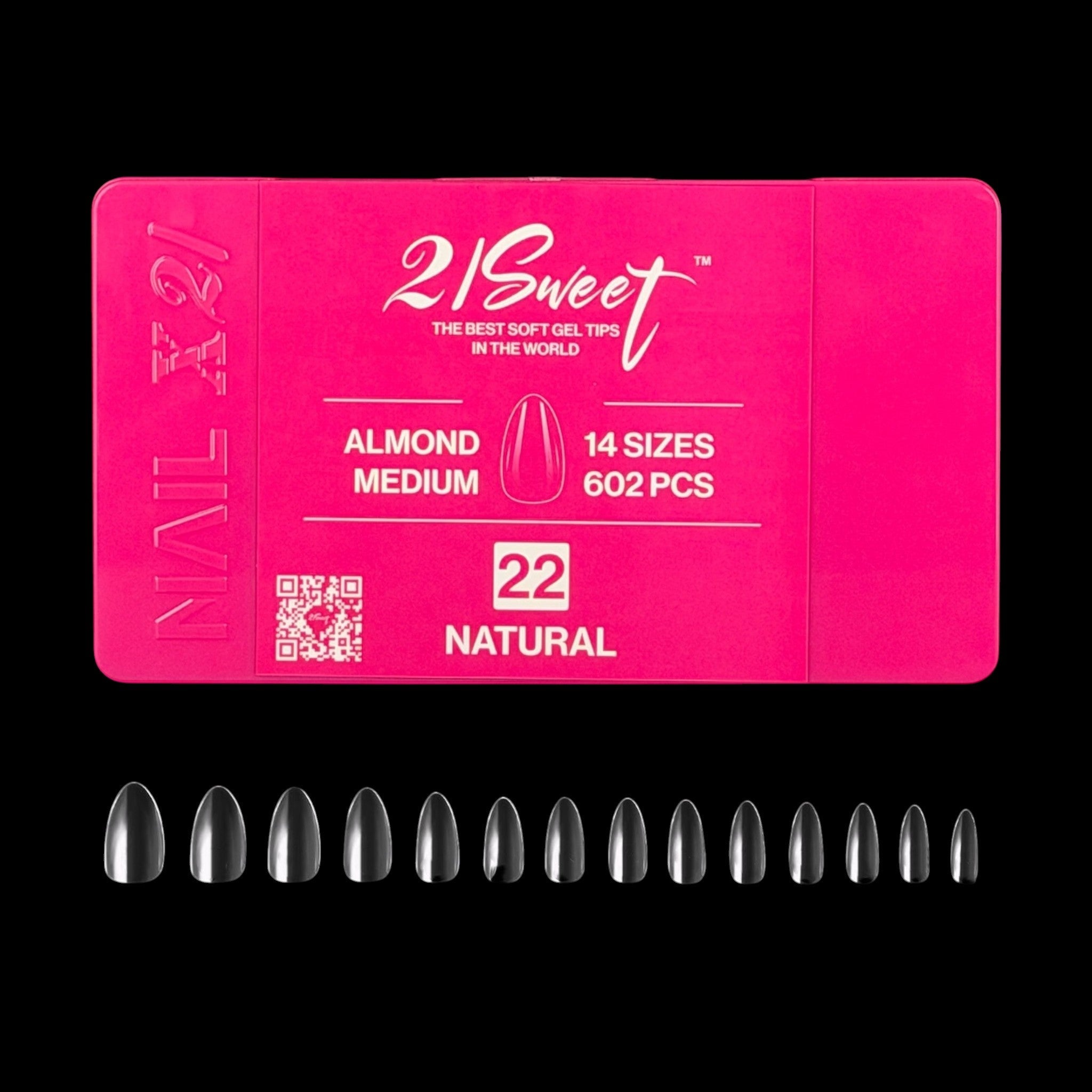 21Sweet Soft Gel Tip Box, Almond, Natural, 602 pcs [50% Off]