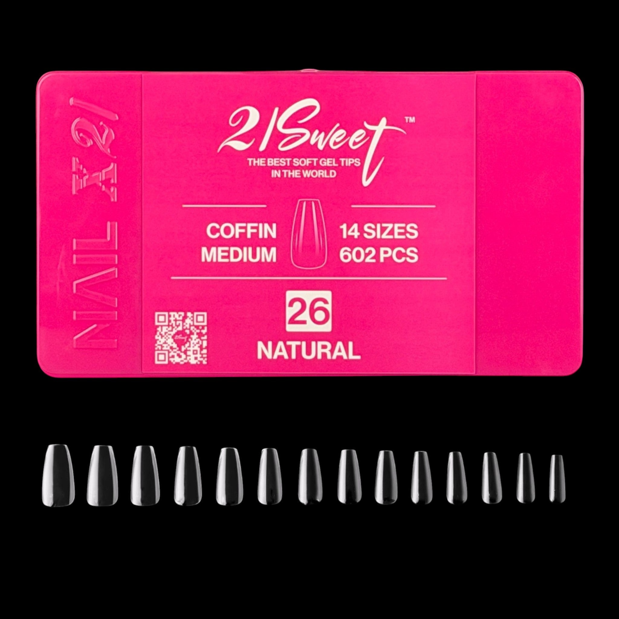 21Sweet Soft Gel Tip Box, Coffin, Natural, 602 pcs [50% Off]