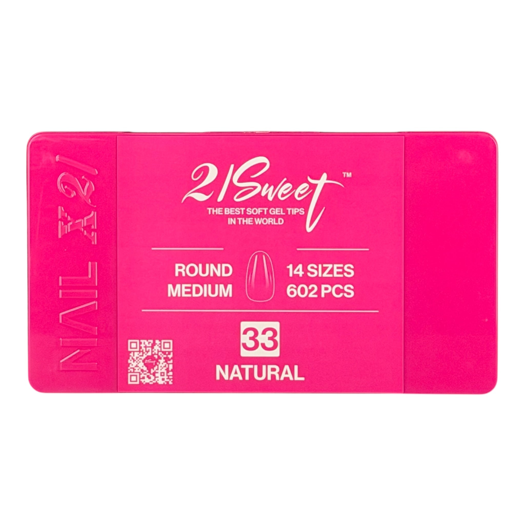 21Sweet Nail Up Soft Gel Tip Box,Round, Natural, 602 pcs [50% Off]