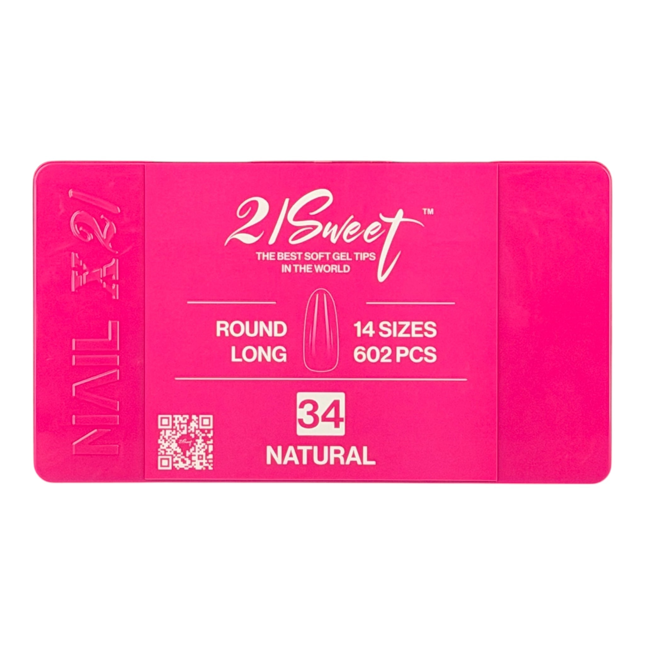21Sweet Nail Up Soft Gel Tip Box,Round, Natural, 602 pcs [50% Off]