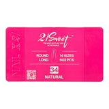 21Sweet Nail Up Soft Gel Tip Box,Round, Natural, 602 pcs [50% Off]