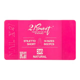 21Sweet Nail Up Soft Gel Tip Box, Stiletto, Natural, 602 pcs [50% Off]