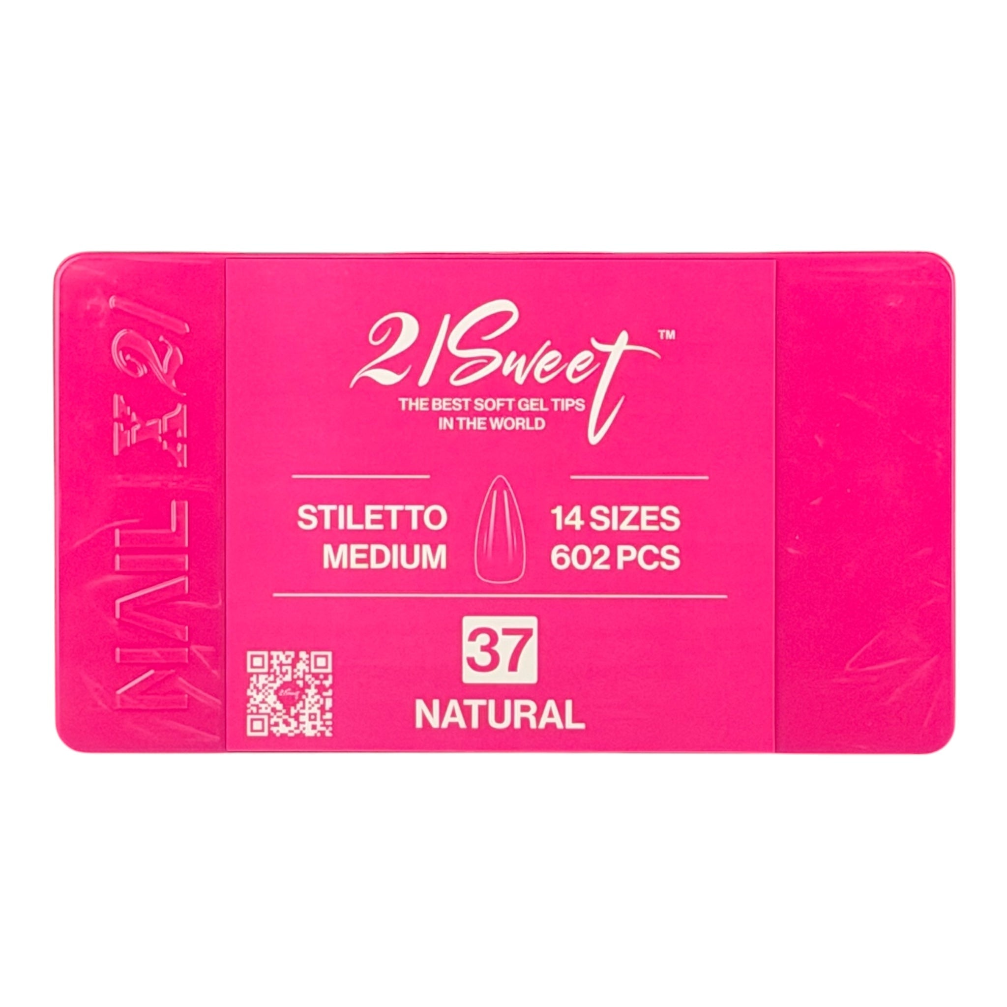 21Sweet Nail Up Soft Gel Tip Box, Stiletto, Natural, 602 pcs [50% Off]