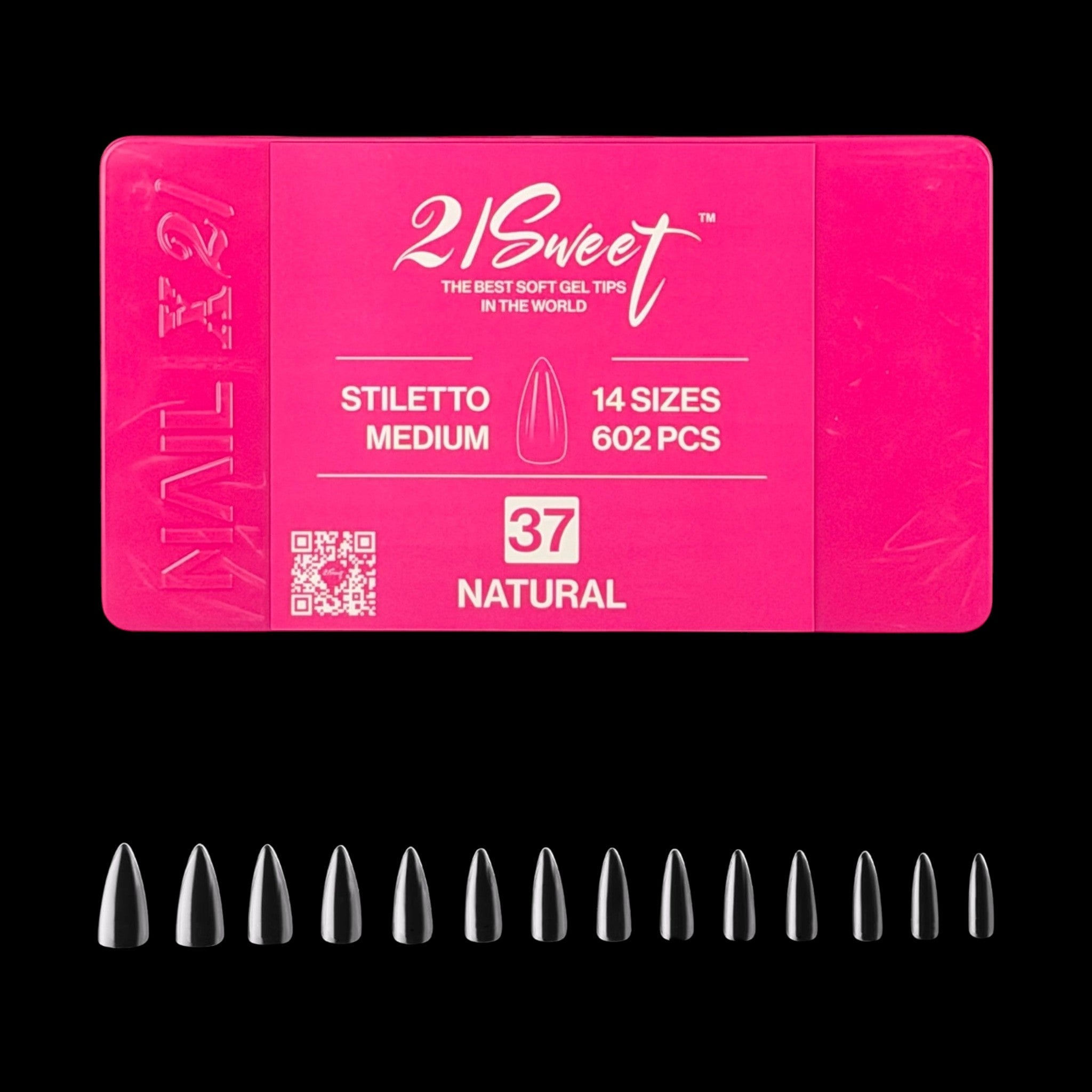 21Sweet Nail Up Soft Gel Tip Box, Stiletto, Natural, 602 pcs [50% Off]