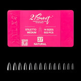 21Sweet Nail Up Soft Gel Tip Box, Stiletto, Natural, 602 pcs [50% Off]