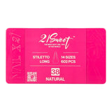 21Sweet Nail Up Soft Gel Tip Box, Stiletto, Natural, 602 pcs [50% Off]