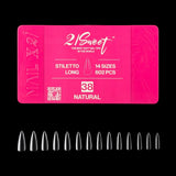 21Sweet Nail Up Soft Gel Tip Box, Stiletto, Natural, 602 pcs [50% Off]
