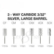 Cre8tion 3-Way Carbide Silver, Large Barrel 3/32"