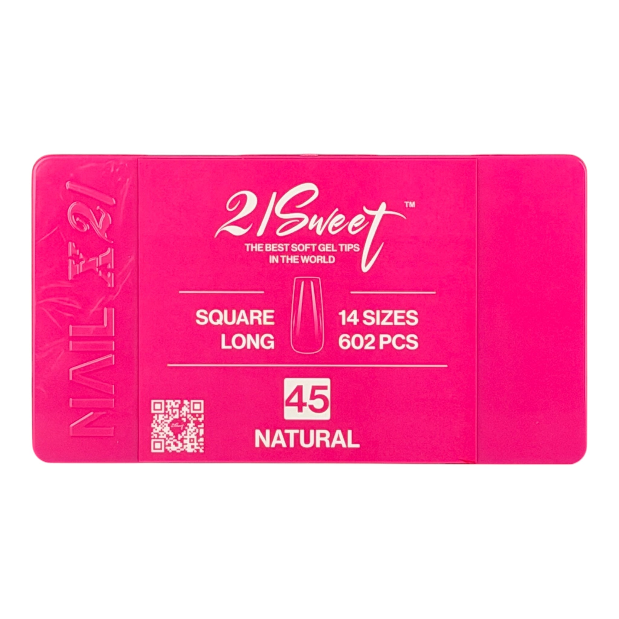 21Sweet Nail Up Soft Gel Tip Box, Square,Natural, 602 pcs [50% Off]