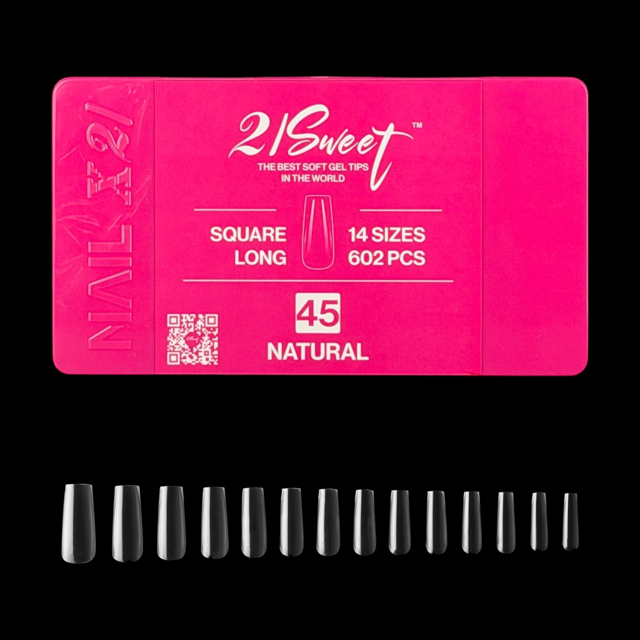 21Sweet Nail Up Soft Gel Tip Box, Square,Natural, 602 pcs [50% Off]