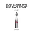 Cre8tion Silver Carbide Burs For Nails - Pear Shape Bit - Fine 3/32'