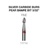 Cre8tion Silver Carbide Burs For Nails - Pear Shape Bit - Fine 3/32'