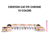 Cre8tion Cat Eye Chrome Nail Art 1g - Full Set 10 colors w/ 1 Round Shape Magnet & 1 Color Chart