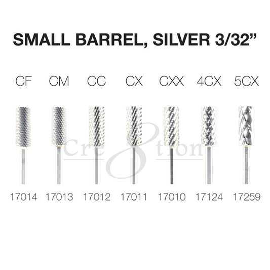 Cre8tion Carbide Small Barrel, Silver 3/32"