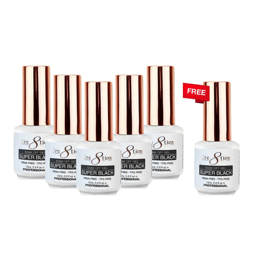 [6 Pack Bonus] Cre8tion Soak Off Gel 0.5oz - Super Black Hema Free & TPO Free (Compare - Buy 5 Get 1 Free)