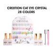 Cre8tion Cat Eye Gel 0.5oz - Crystal Collection - 28 colors  w/ 1 Round Shape Magnet, 1 Magnet Duo & 1 Color Chart
