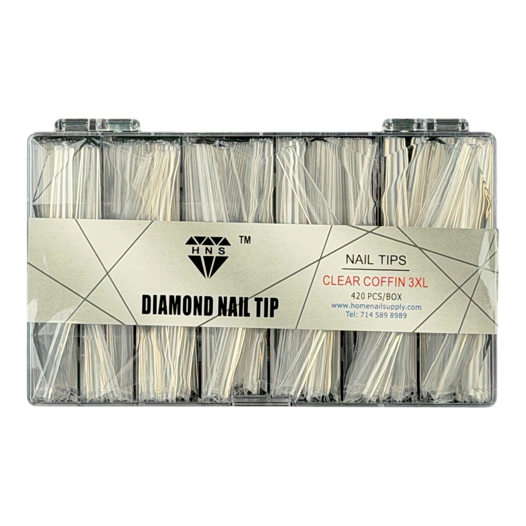 HNS DIAMOND NAIL TIP CLEAR COFFIN