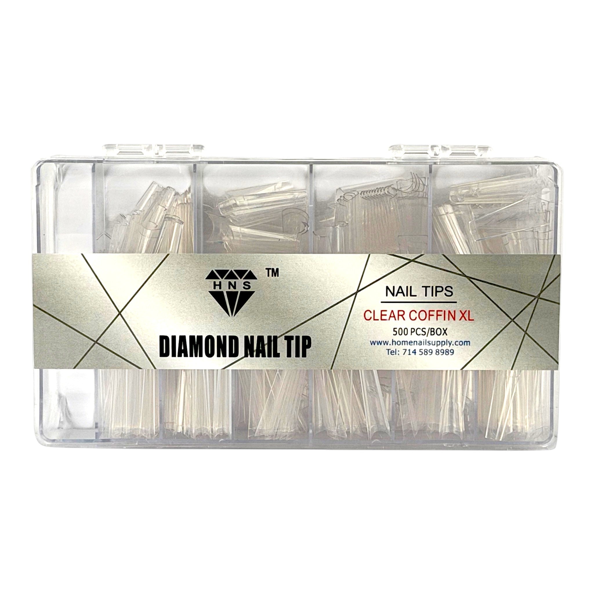 HNS DIAMOND NAIL TIP CLEAR COFFIN
