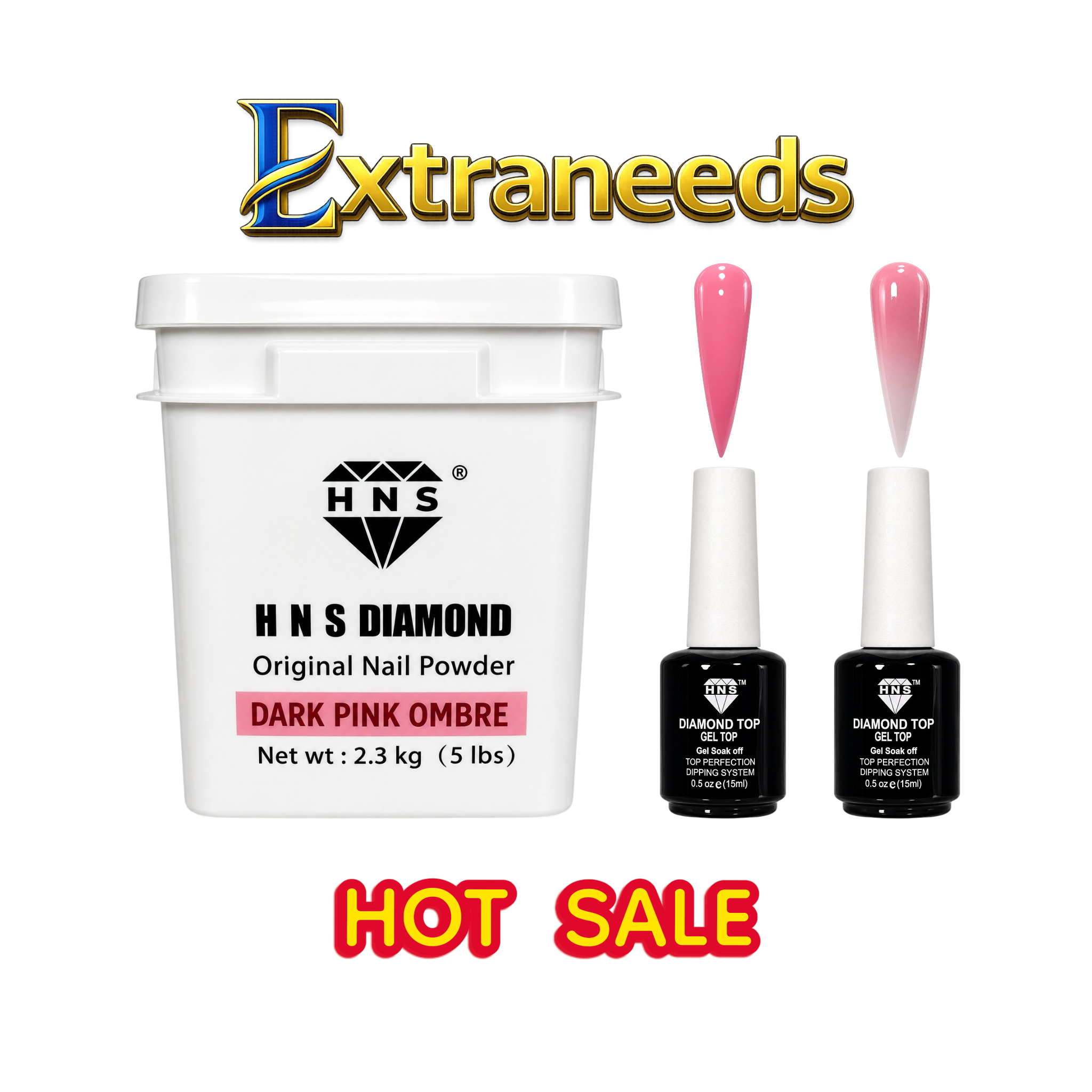 HNS DARK PINK OMBRE 5LBS  FREE 2 TOP  HNS DIAMOND