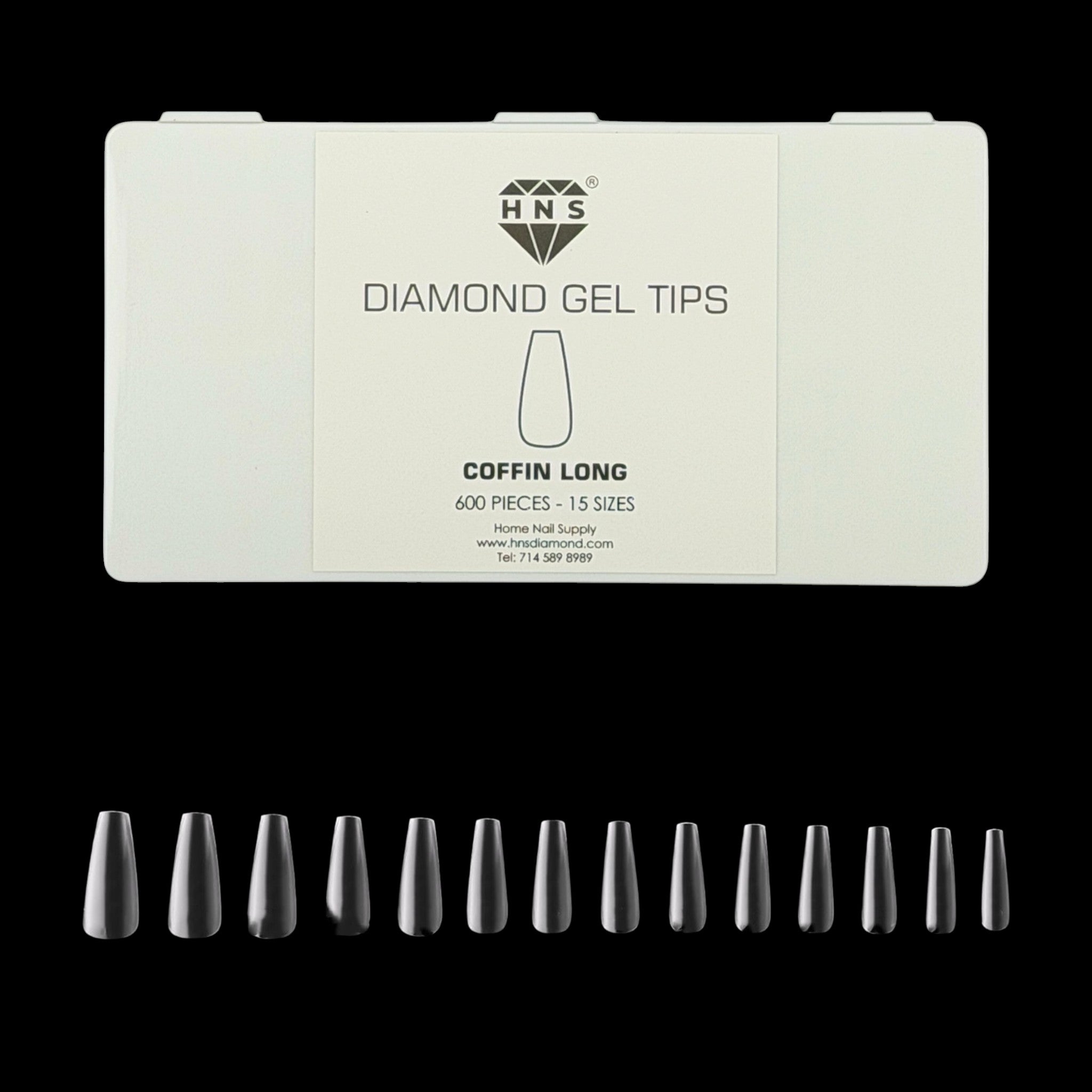 HNS DIAMOND GEL TIPS COFFIN