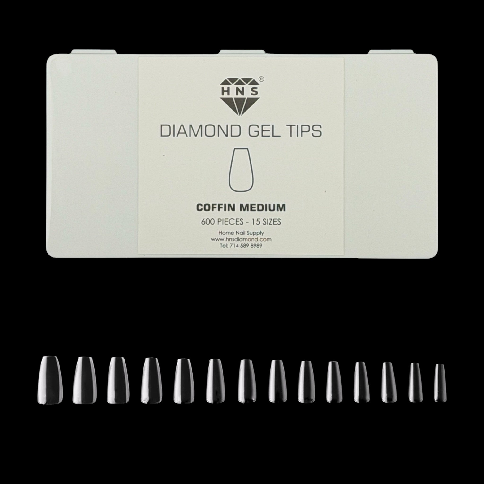 HNS DIAMOND GEL TIPS COFFIN