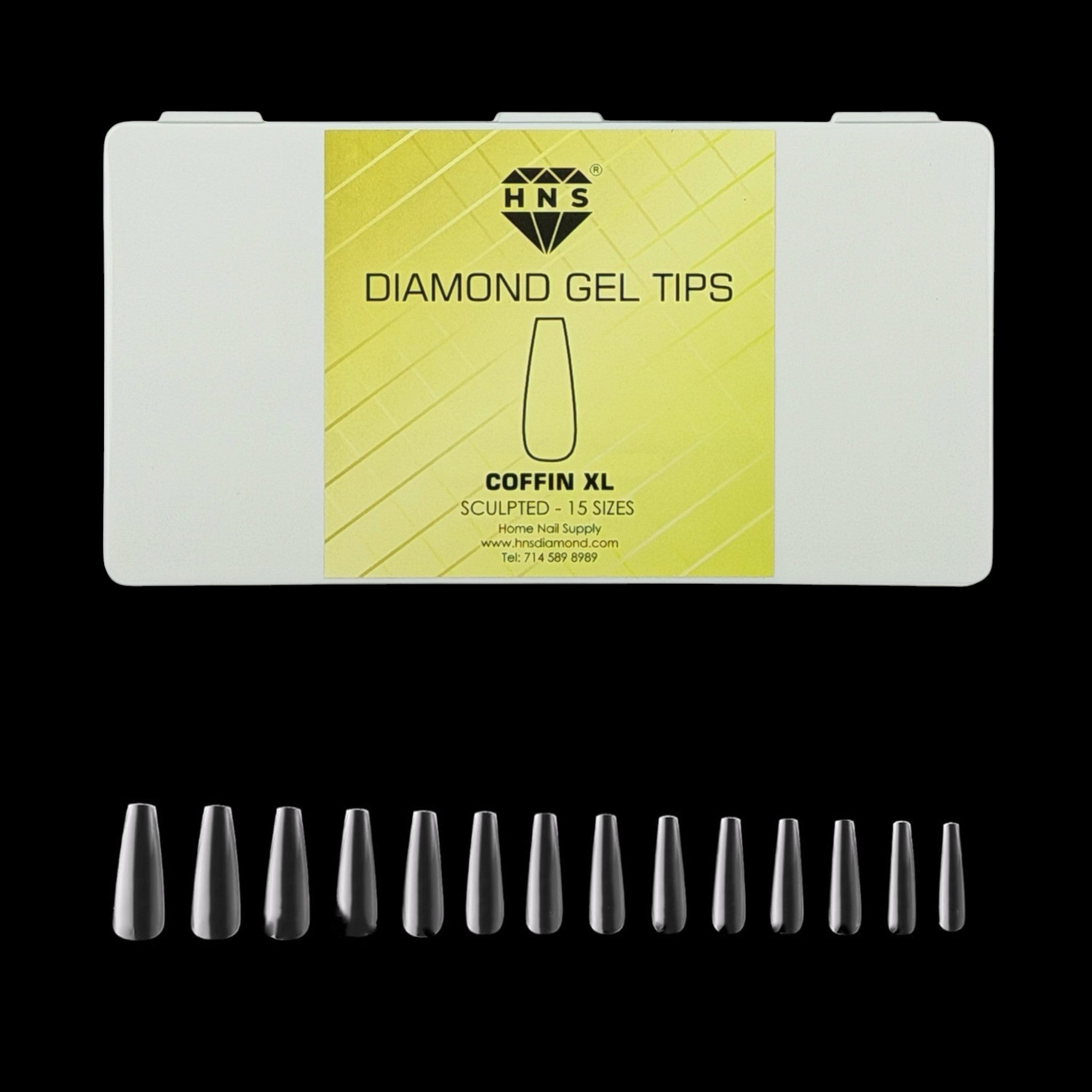 HNS DIAMOND GEL TIPS COFFIN