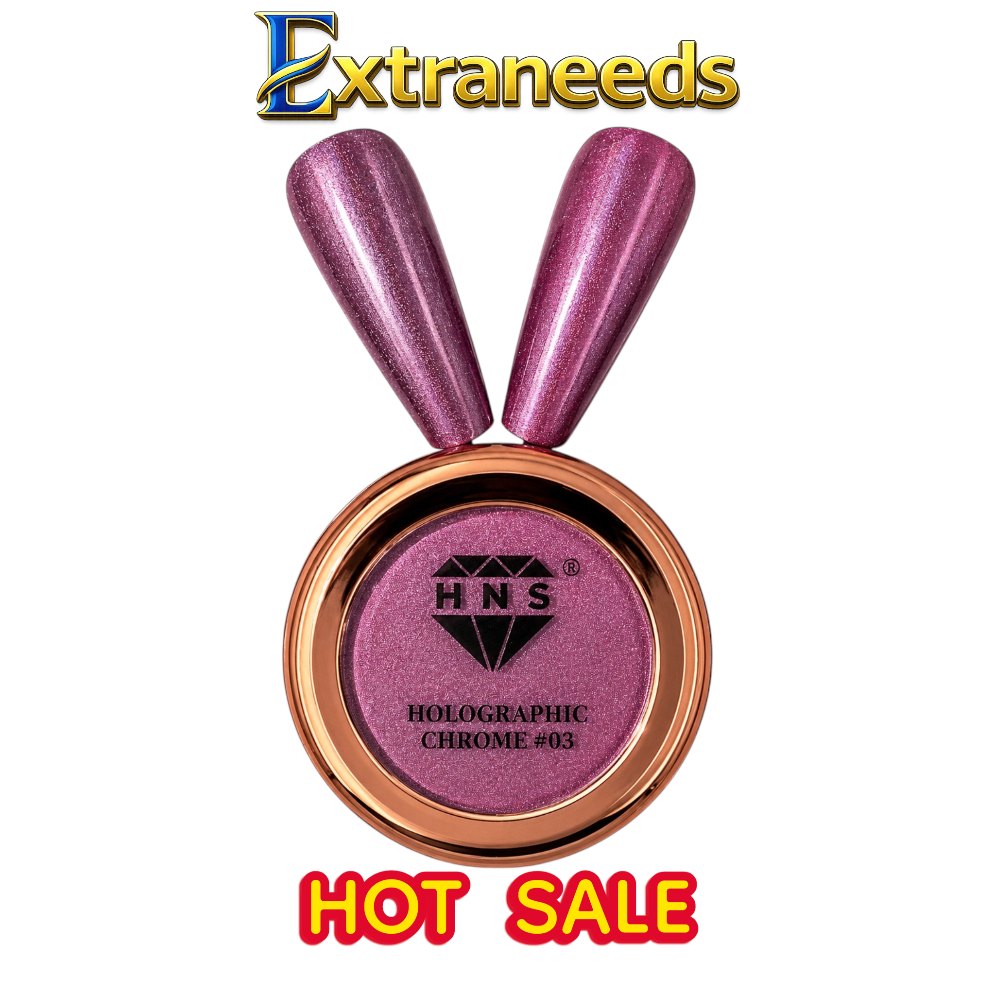 HNS DIAMOND HOLOGRAPHIC CHROME  POWDER 12 COLORS COLECCTION free 2 base chorme HNS