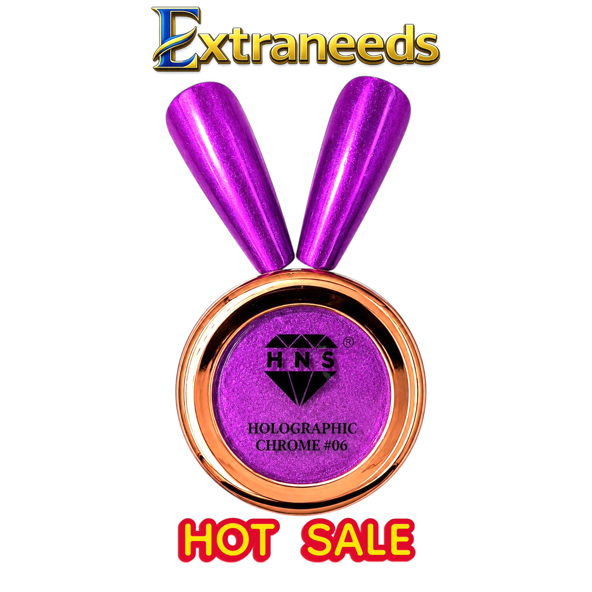 HNS DIAMOND HOLOGRAPHIC CHROME  POWDER 12 COLORS COLECCTION free 2 base chorme HNS