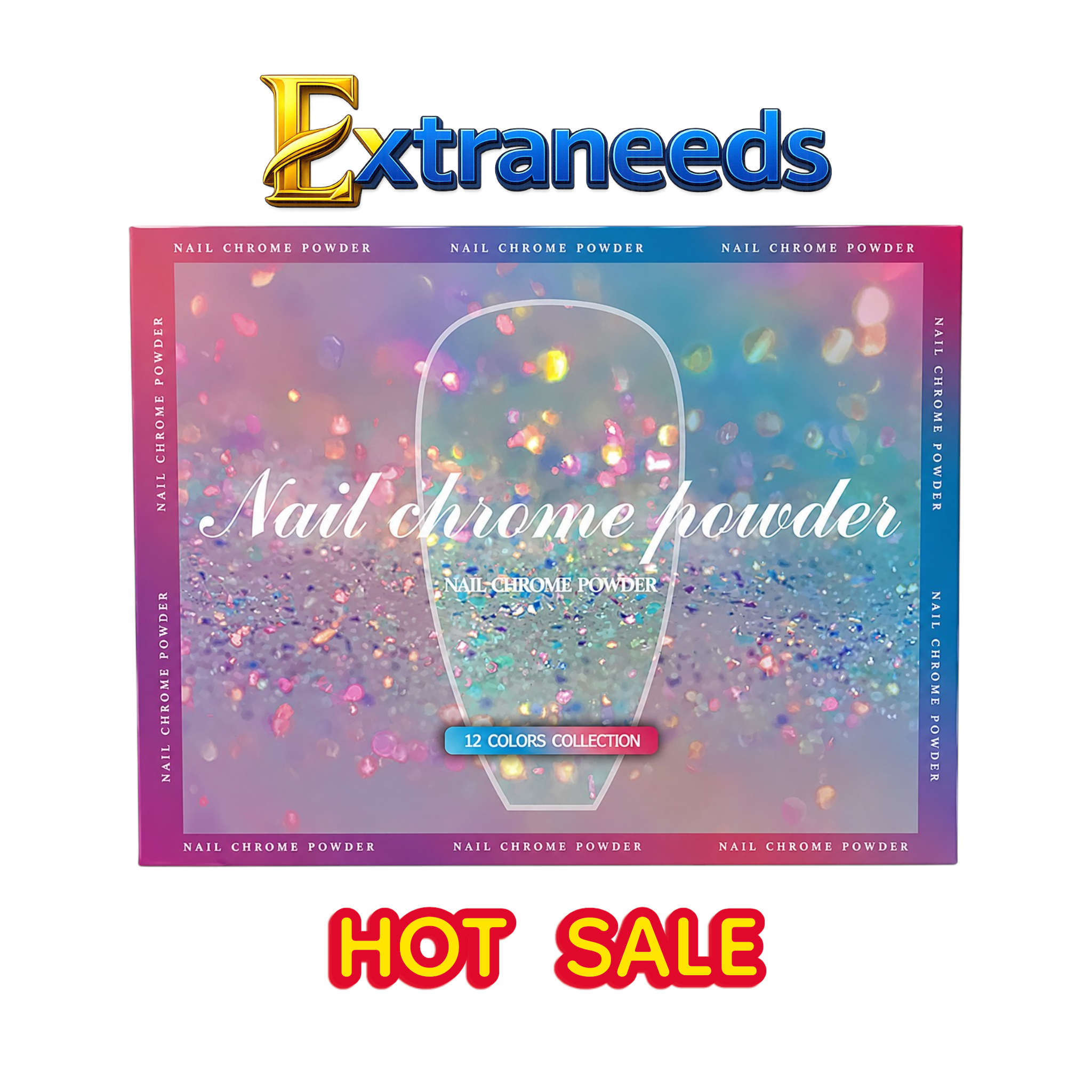 HNS UNICORN  CHROME POWDER 12 COLORS COLECCTION free 2 base chorme HNS