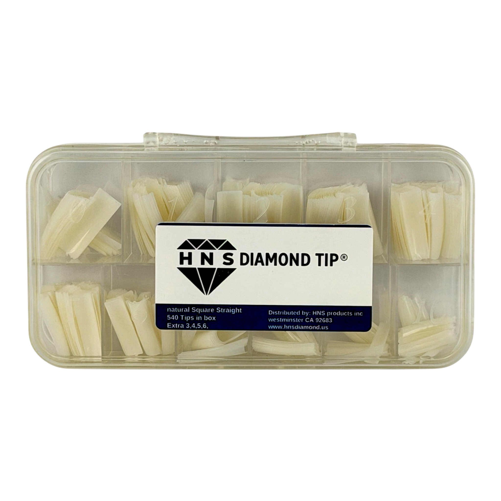 HNS NATUTAL SQUARE STRAIGHT NAIL TIP  540 EACH  IN BOX
