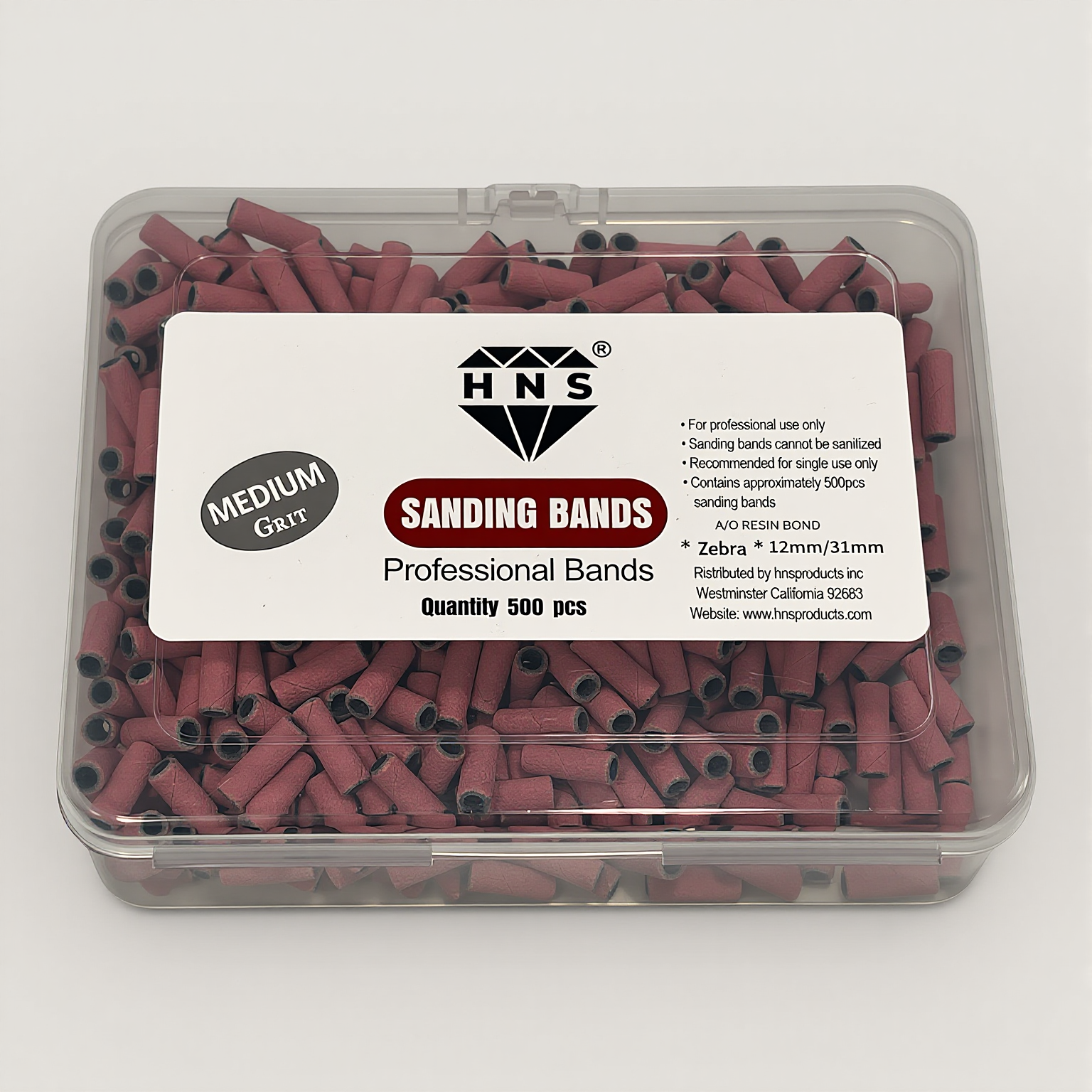HNS MINI SANDING BANDS PINK 500 PCS IN BOX