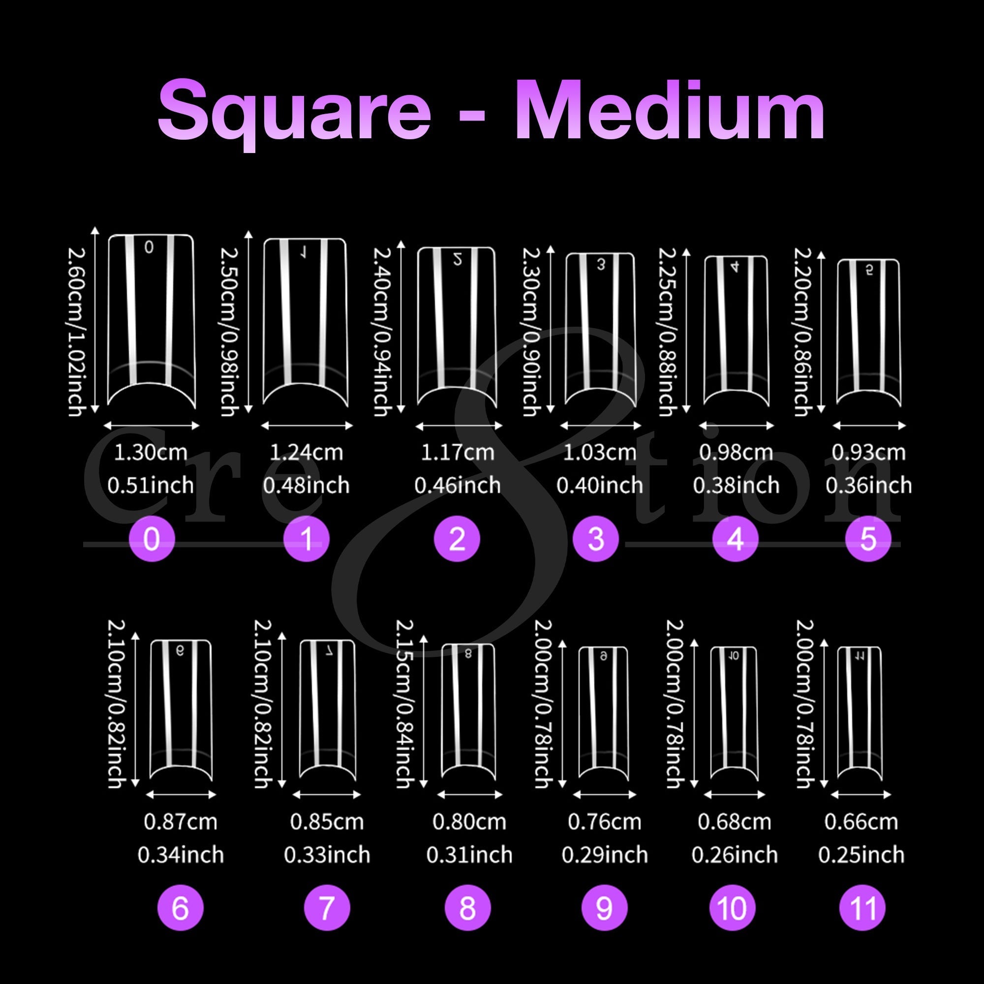Cre8tion Special Shape Tip Square Clear - Medium