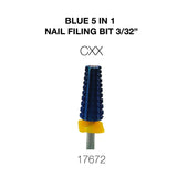 Cre8tion Blue 5 in 1 Nail Filing Bit  3/32"