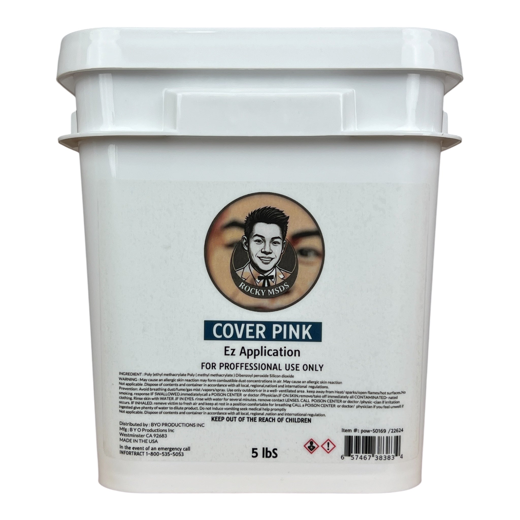 Rocky MSDS Cover Pink Nail Powder 5lbs [Buy 1 Free 1 Base 1 Top Rocky TPO HEMA Free]
