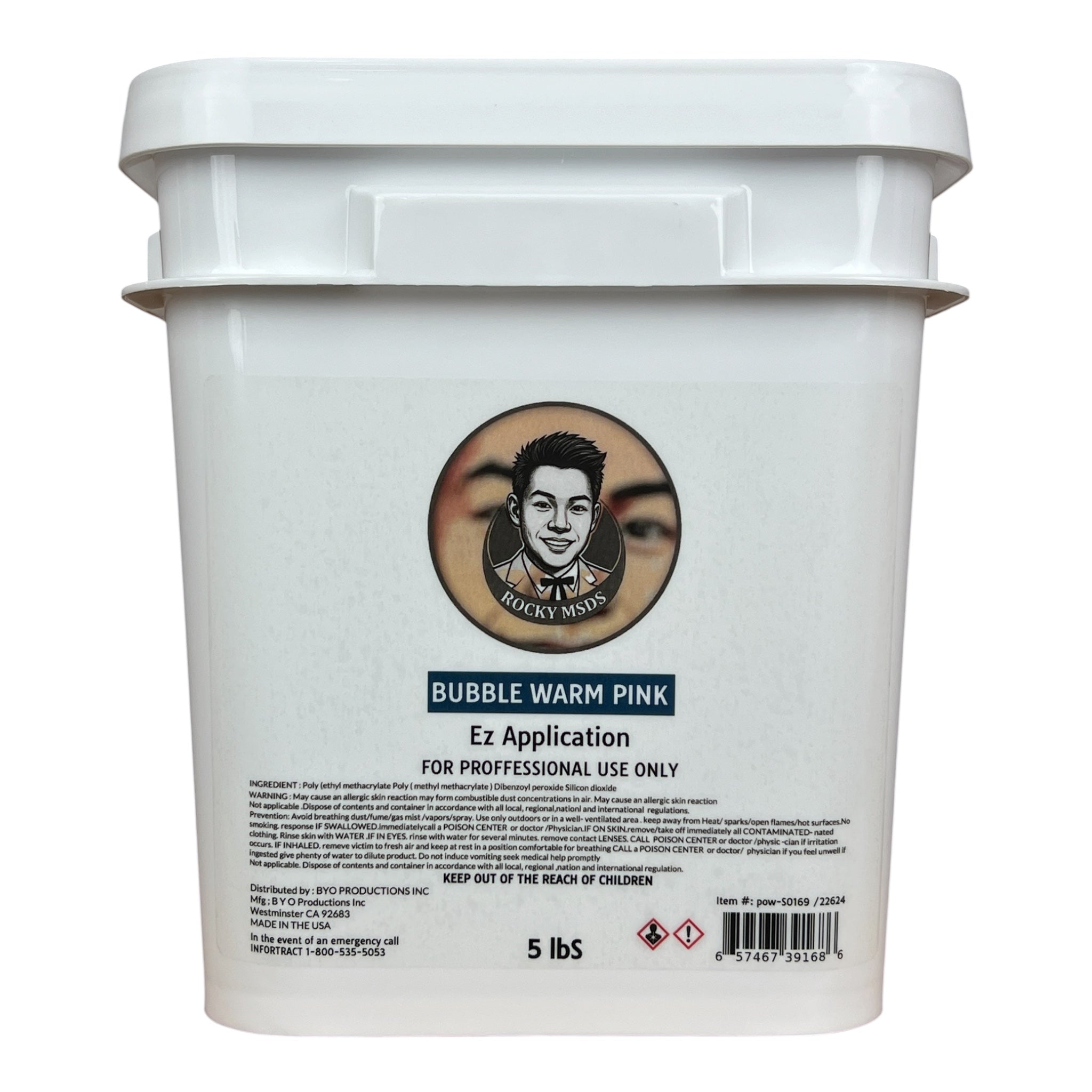 Rocky MSDS Bubble Warm Pink Nail Powder 5lbs [Buy 1 Free 1 Base 1 Top Rocky TPO HEMA Free]