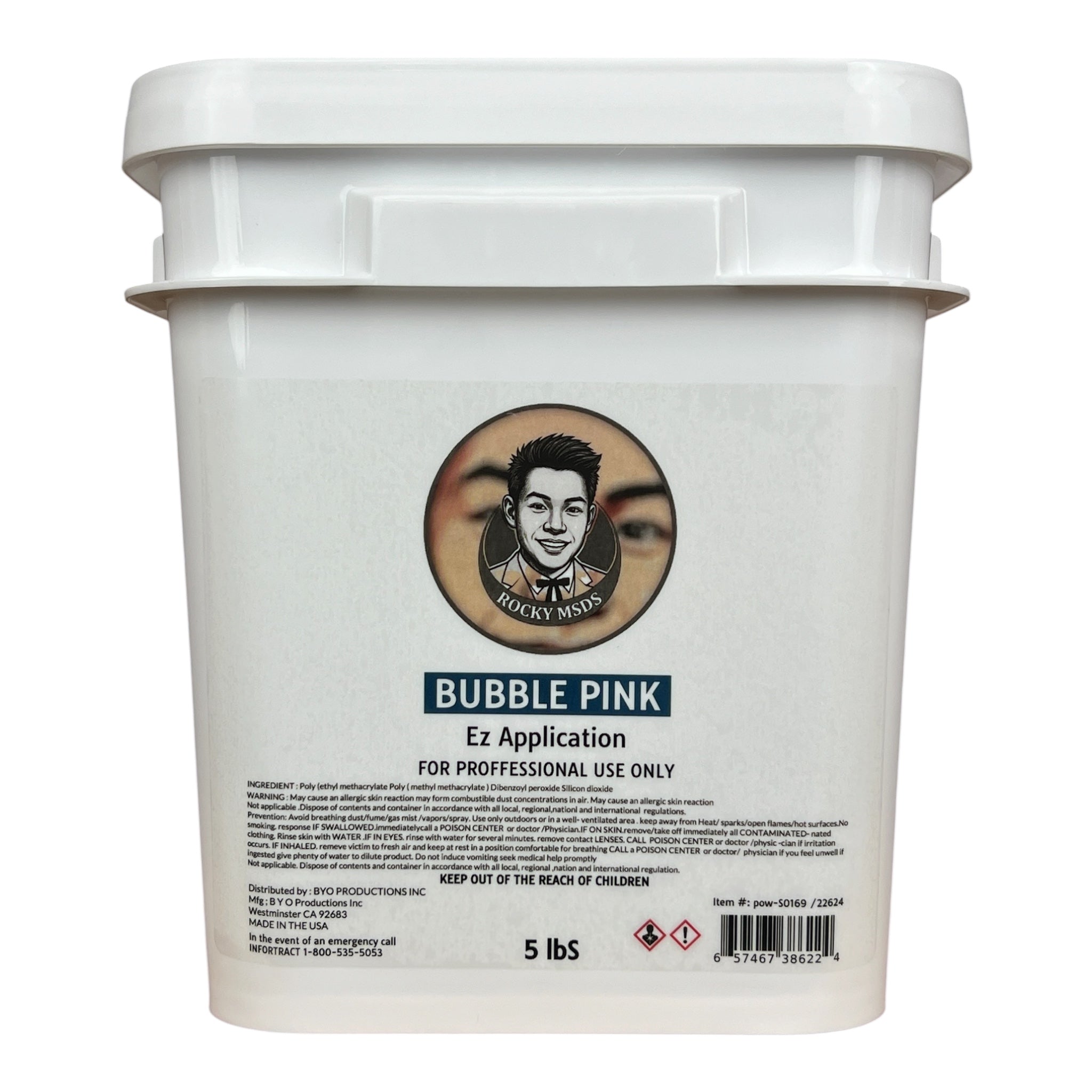 Rocky MSDS Bubble Pink Nail Powder 5lbs [Buy 1 Free 1 Base 1 Top Rocky TPO HEMA Free]