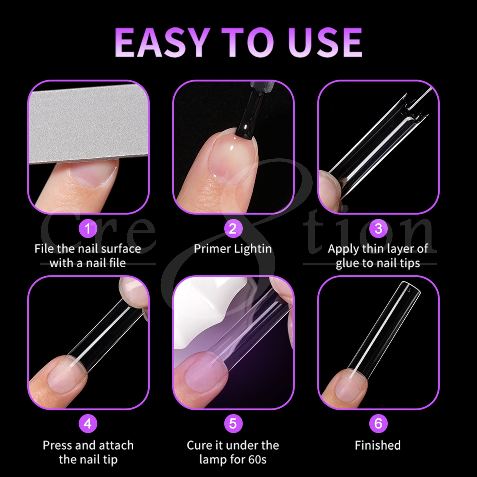 Cre8tion Special Shape Tip Square Clear - Extra Extra Long