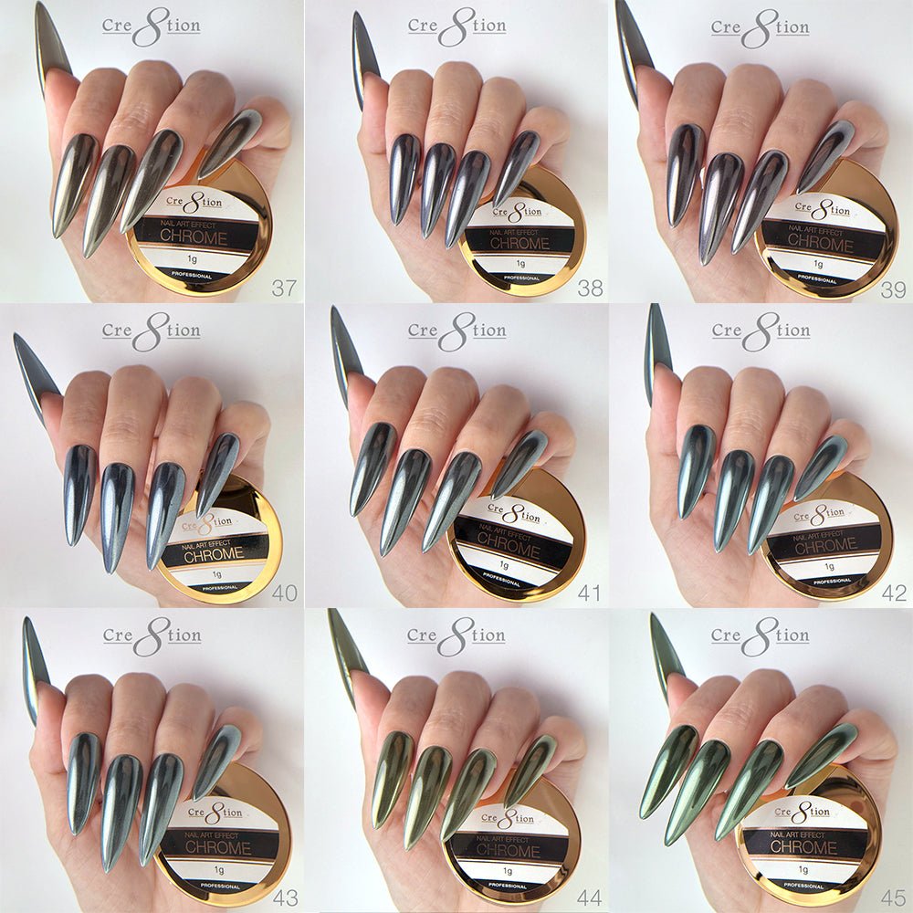 Cre8tion Chrome Nail Art Effect 1g - Full set 72 Colors