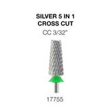 Cre8tion Silver 5 in 1 Nail Filing Bit - 3/32" Cross Cut
